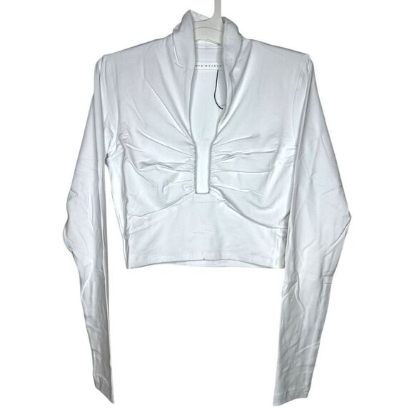 NEW Susana Monaco Square Wire Long Sleeve Crop Top Sugar XL - Picture 1 of 13